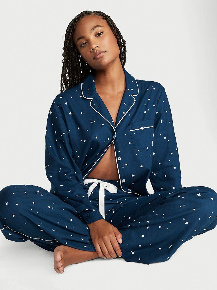 Піжама темно-синя Modal Long Pajama Set Victoria's Secret Stars розмір S regular