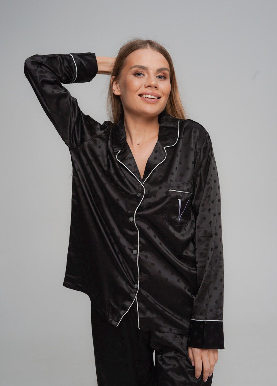 Піжама сатинова Victoria's Secret Glazed Satin Regular Pajama Set чорна L