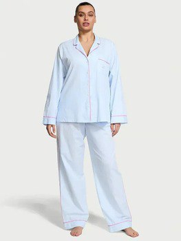 Котонова піжама Victoria’s Secret satin laсe блакитна XL