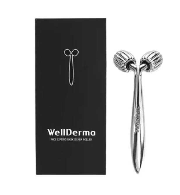 Компактний роликовий масажер для підтяжки обличчя WELLDERMA Face Lifting Compact Roller Silver