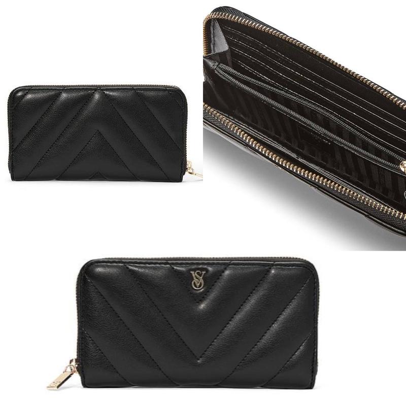 Гаманець VICTORIA'S SECRET - колір чорний, Large Wallet with Zip Black-v еко шкіра