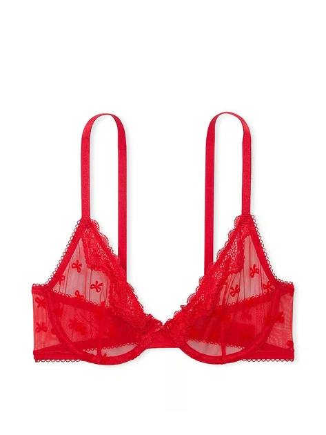 Бюстгальтер червоний з бантиками Victoria's Secret Tease Unlined Demi Bra 34C