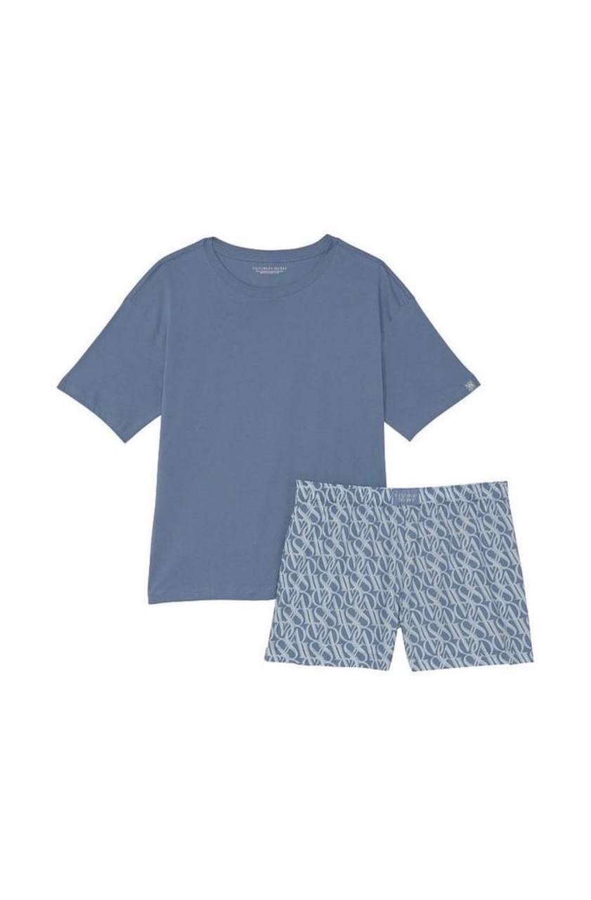 Піжама котон блакитна з шортами піжами Victoria's Secret Cotton Short Tee-Jama Set Size XS