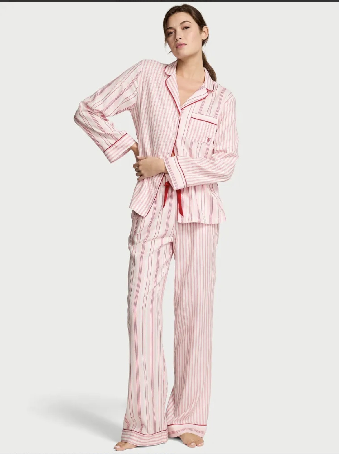 Піжама фланелева Victoria’s Secret - Pink Red Stripe Size M