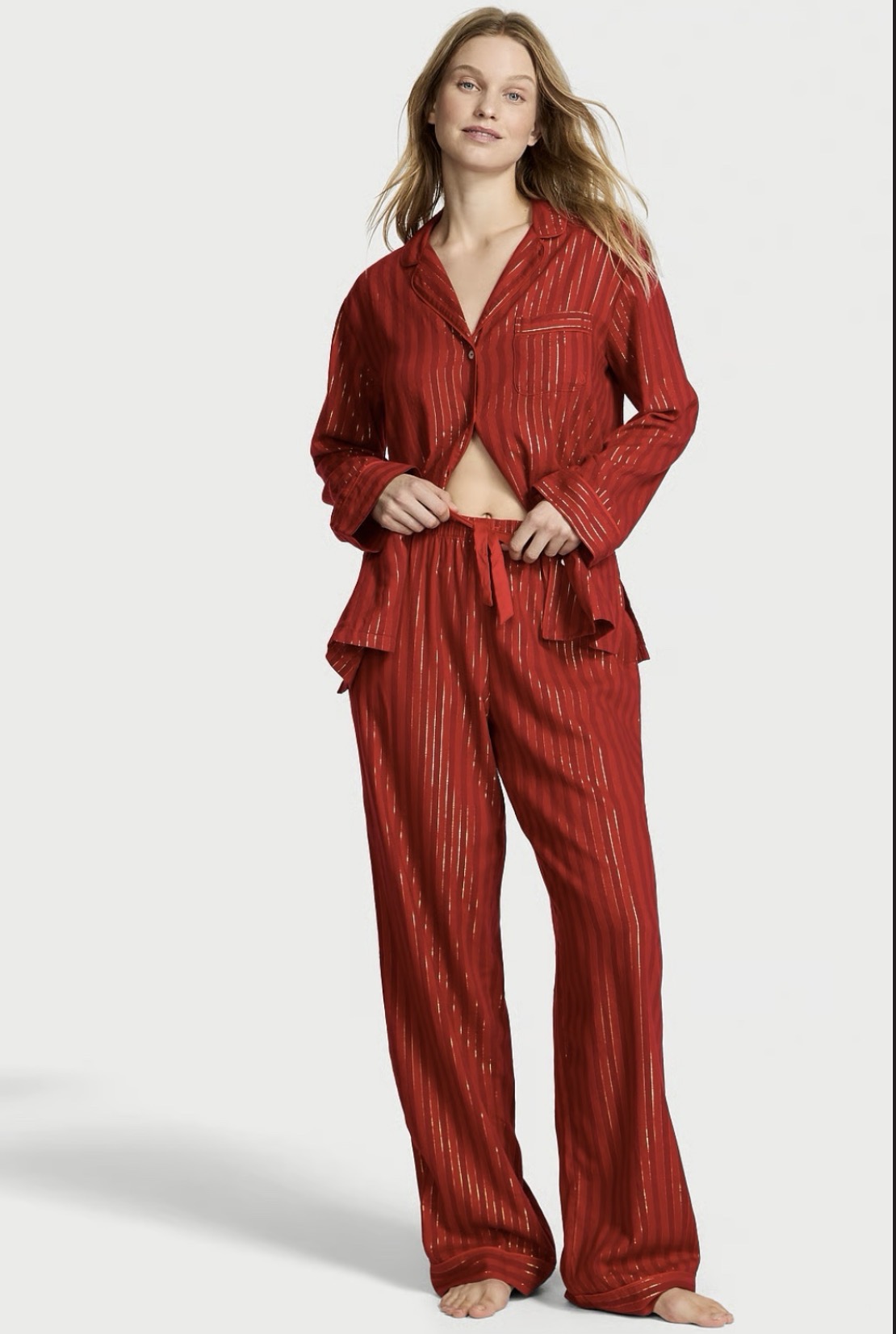 Піжама фланелева червона Victoria’s Secret - Flannel Long PJ Set Size XS