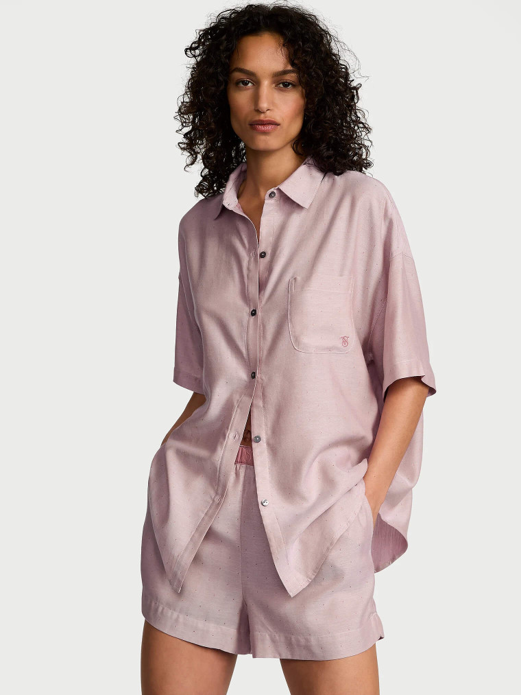 ПІЖАМА шорти рожева MODAL-COTTON SHORT PAJAMA SET ROSE розмір S