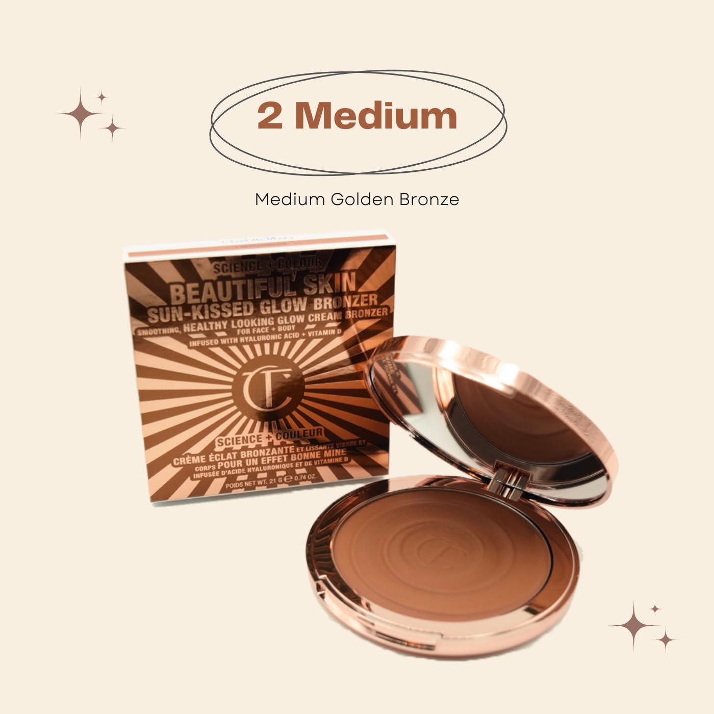 Кремовий бронзер Charlotte Tilbury Beautiful Skin Sun-Kissed Glow Bronzer у відтінку Medium
