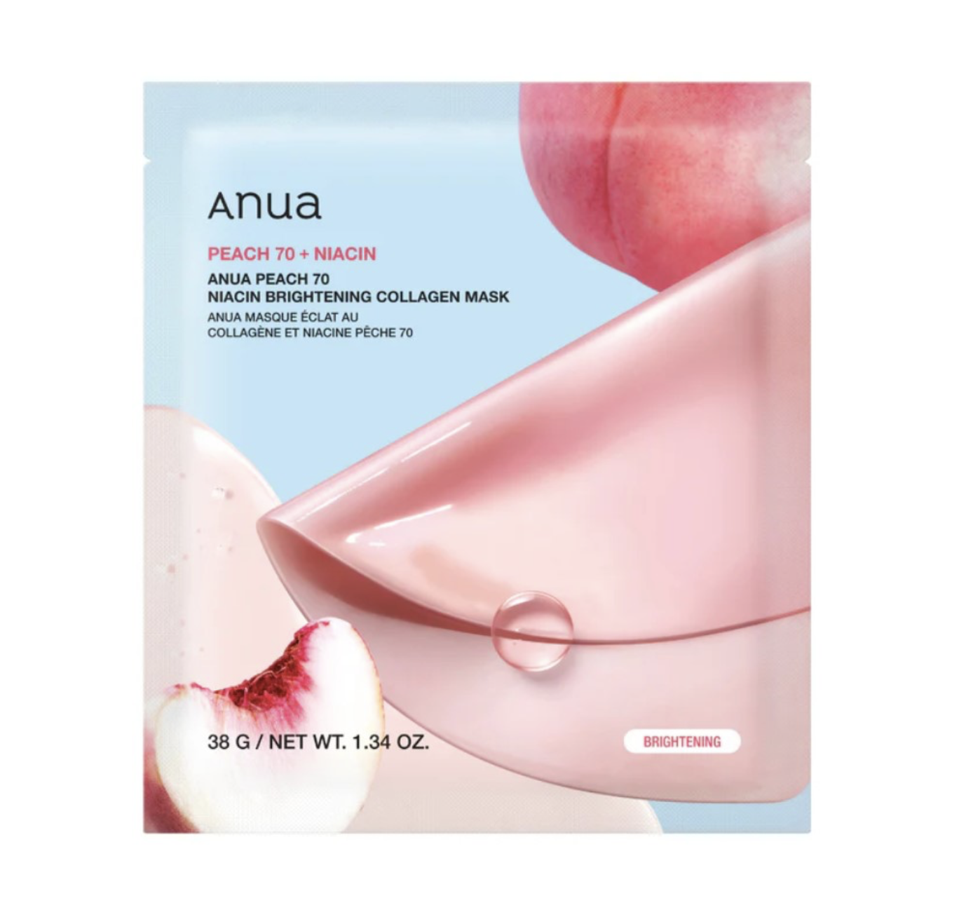 Тканинна маска для обличчя з освітлювальним ефектомAnua Peach 70 Niacin Serum Mask