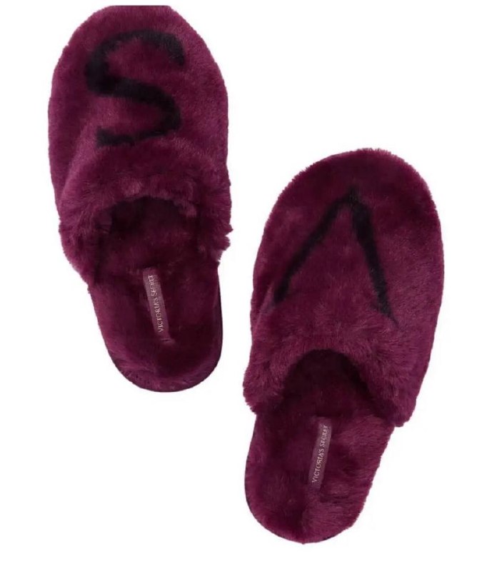 КІМНАТНІ ДОМАШНІ ТАПОЧКИ VICTORIA'S SECRET CLOSED TOE FAUX FUR SLIPPER бордові M