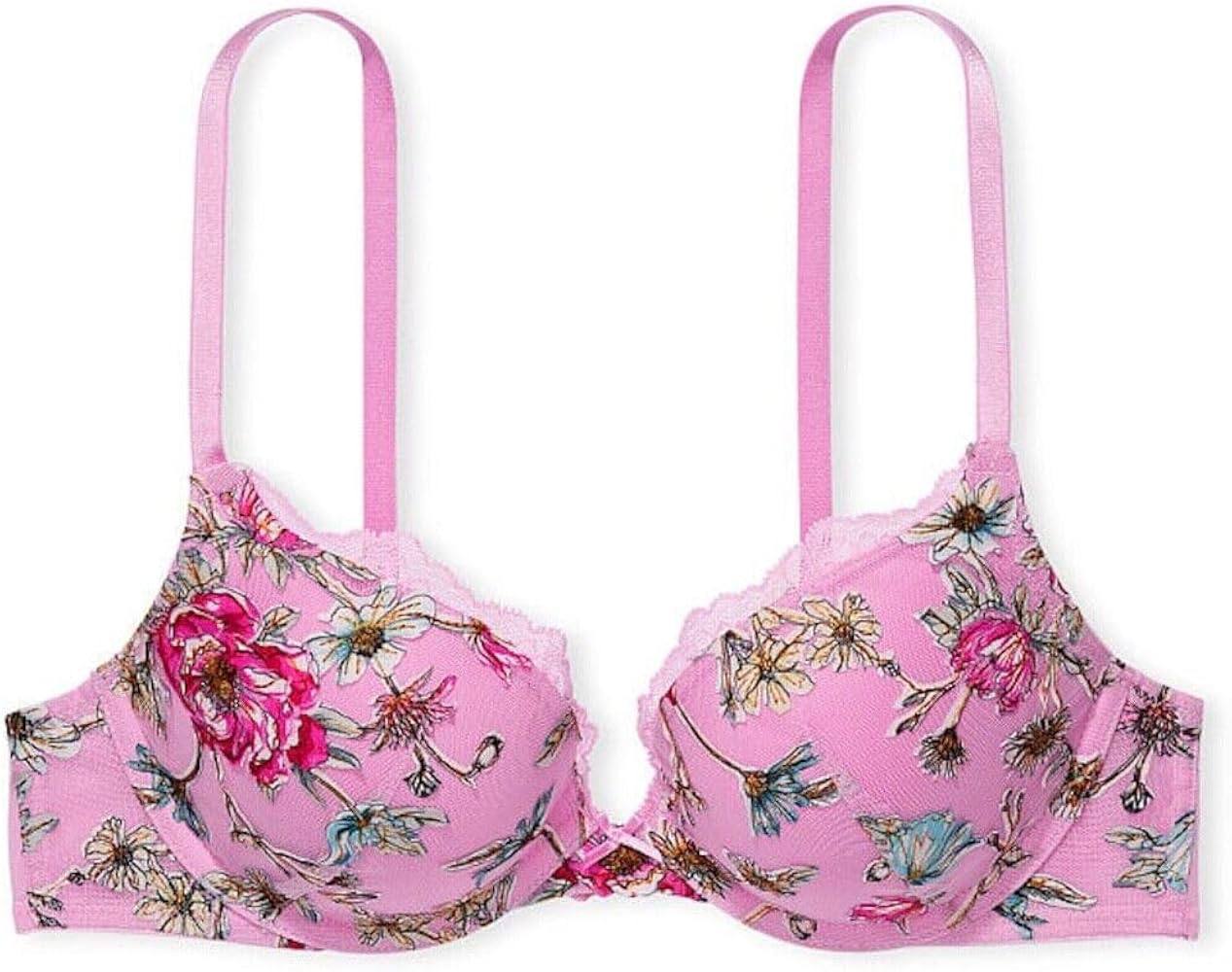 Бюстгальтер рожевий з квітковим принтом Victoria's Secret Dream Angels Demi Bra Size 38DD