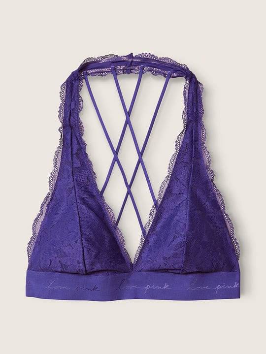 Бюстгальтер - топ фіолетовий Victoria’s Secret - Lace Strappy Back Bralette Size XS