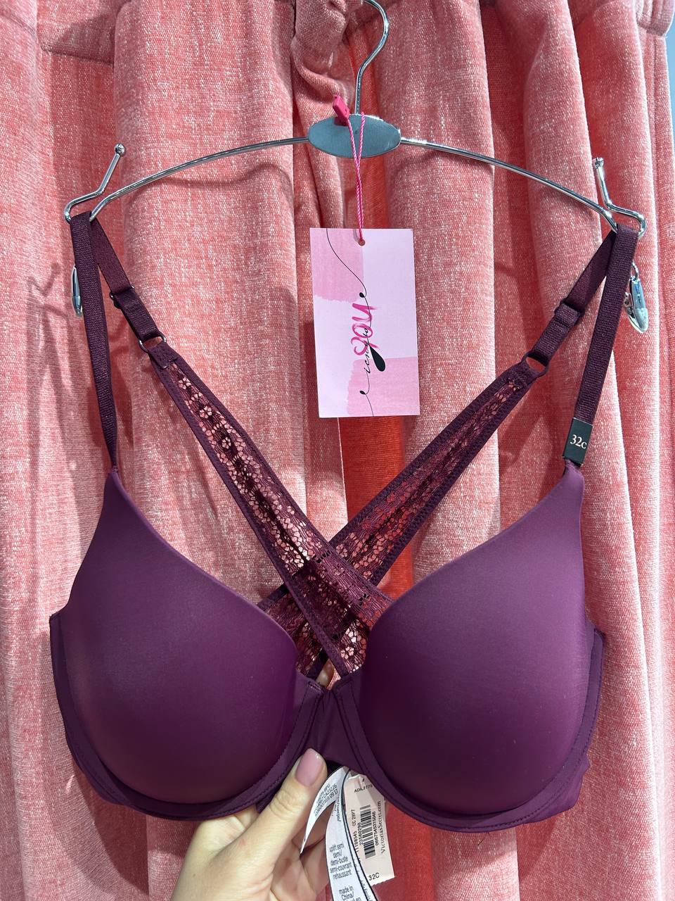 Бюстгальтер фіолетовий з ажурною спиною Victoria's Secret Size 32C