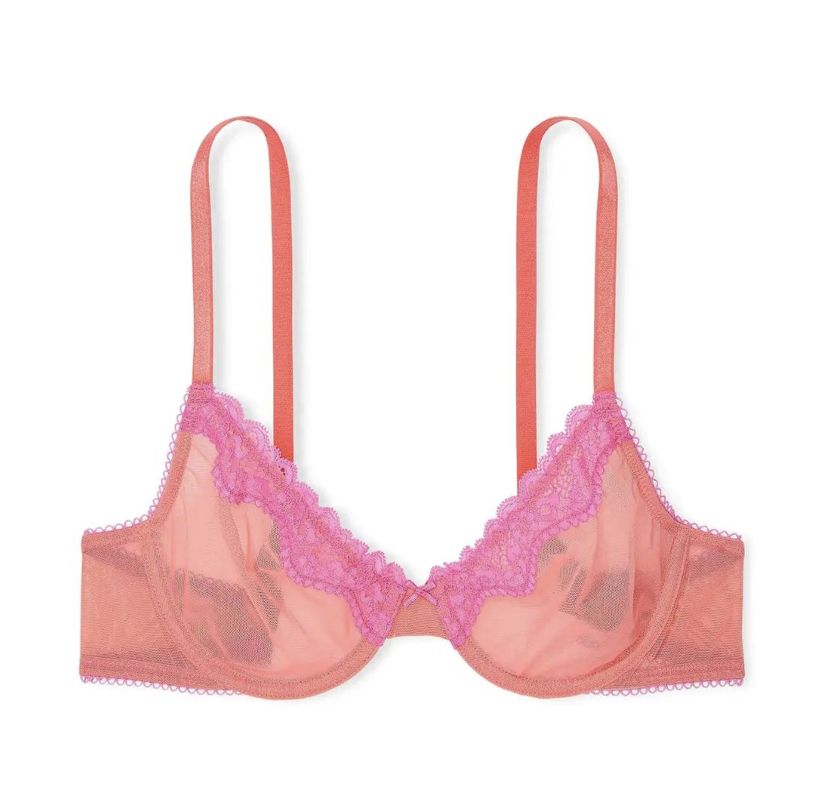 Бюстгальтер помаранчевий з рожевими вставкам Victoria’s Secret - Coral and New Peony Size 32B