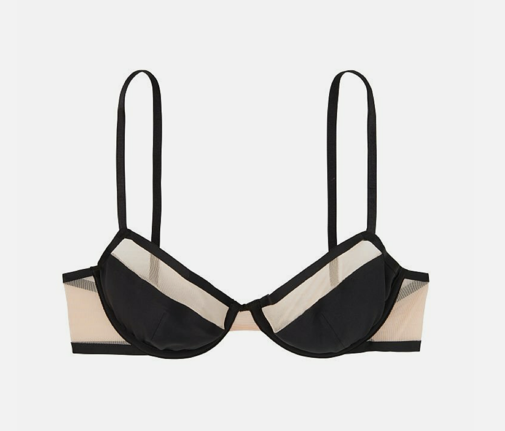 Бюстгальтер чорний з бежевими вставками Victoria's Secret Unlined Mesh Demi Bra Size 32DD