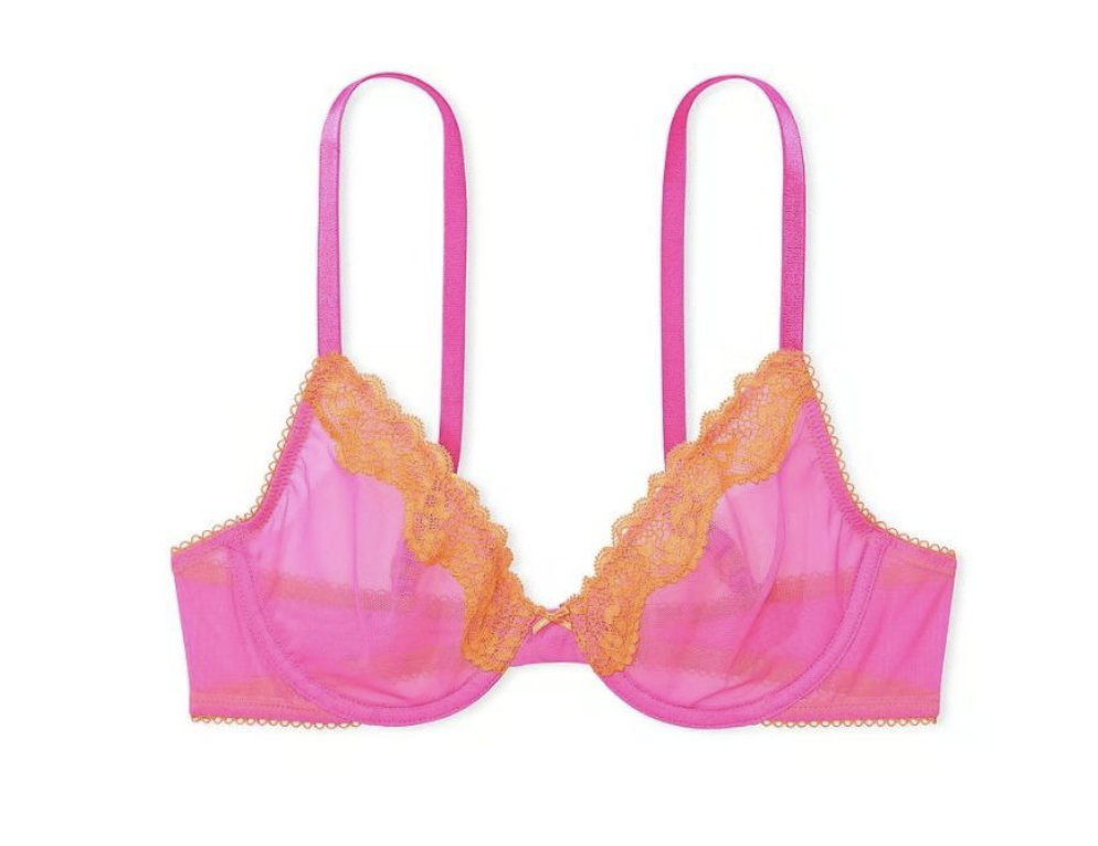 Бюстгальтер рожевий з помаранчевими вставкам Victoria’s Secret - Coral and New Peony Size 34B