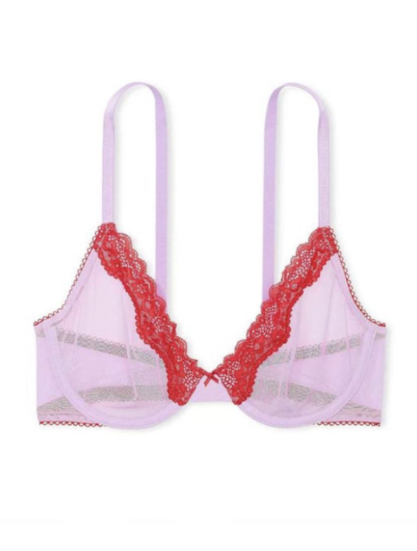 Бюстгальтер ліловий з червоними вставками Silky Lilac Purple Unlined Demi Bra Size 36C
