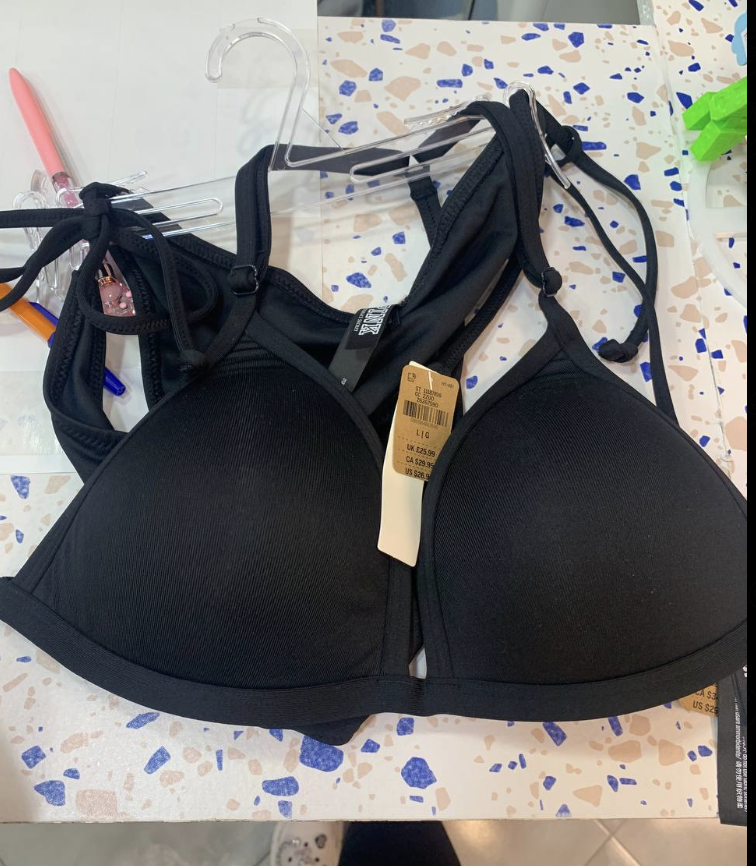 Купальник чорний з трикутними чашечками PINK Victoria's Secret Size L