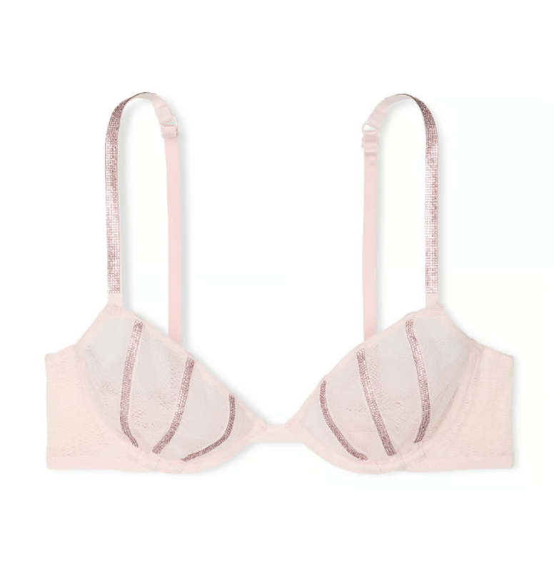 Бюст ніжно-рожевий Very Sexy Sheer Shine Unlined Low-Cut Demi Bra Victoria's Secret Size 36C