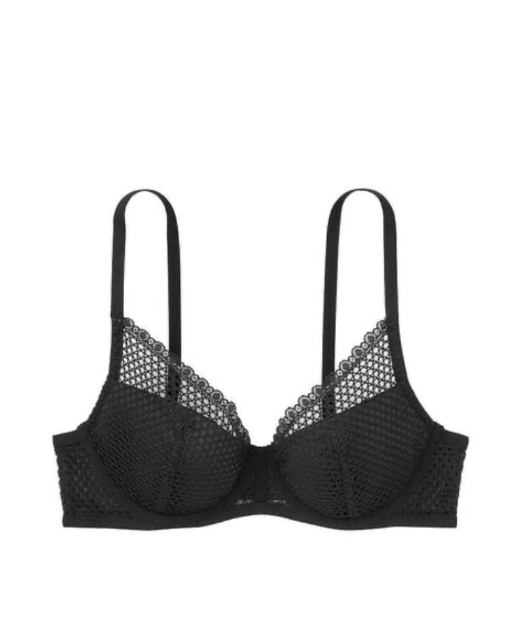 Бюстгальтер чорний Victoria's Secret Lace Lightly Lined Plunge Bra Size 32C
