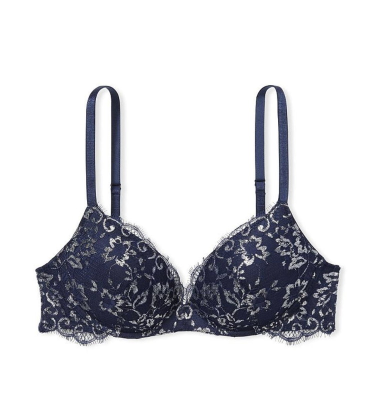 Бюстгальтер синій Victoria’s Secret Ensign Navy Blue Lace Lightly Lined Non Wired Bra Size 33DD