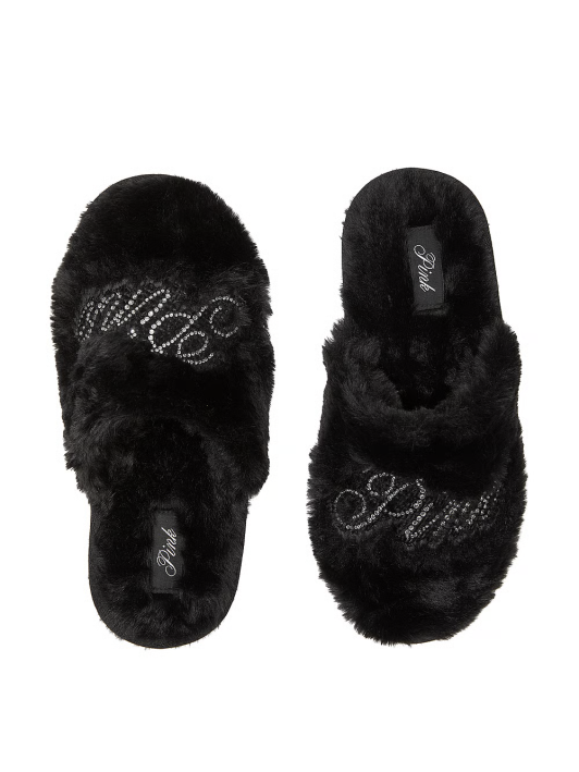 Тапочки чорні Faux Fur Closed-Toe Slippers Black M