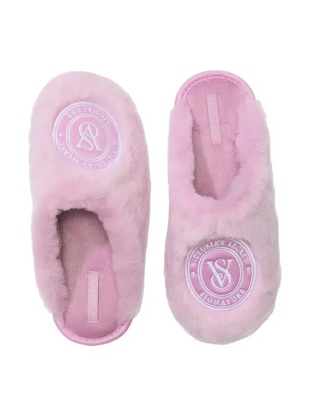 ДОМАШНІ ТАПОЧКИ VICTORIA'S SECRET CLOSED-TOE FAUX FUR SLIPPERS лілові з лого S