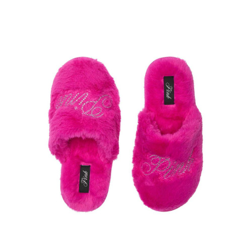 Тапочки рожеві Faux-Fur Closed-Toe Slippers L