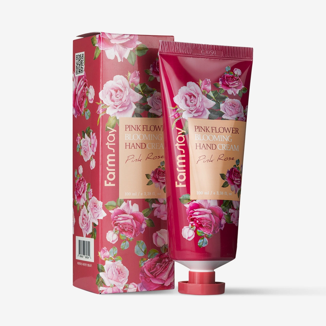 Крем для рук зволожуючий та заспокійливий з екстрактом троянди FarmStay Pink Flower Blooming Hand Cream Pink Rose