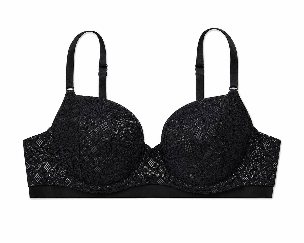 Бюстгальтер чорний геометричним візерунком на чашках Victoria’s Secret Size 38C
