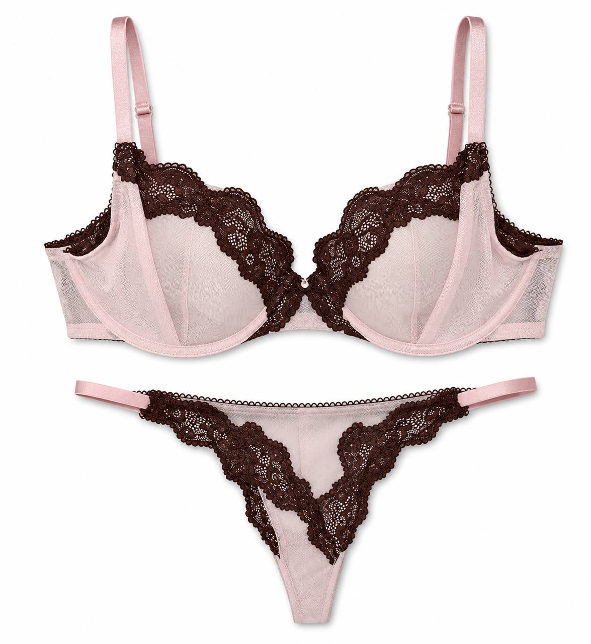 Бюстгальтер бежевий з коричневими вставками Tease Unlined Demi Bra Size 34DD