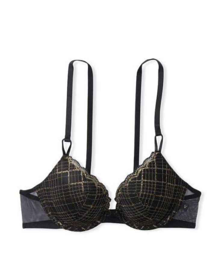 Бюстгальтер чорний з золотою ниткою Victoria’s Secret Black-Gold Size 34C