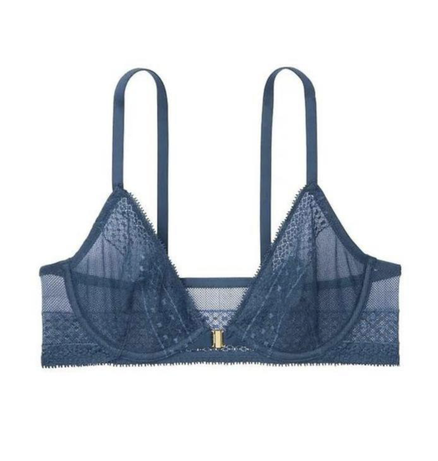 Бюстгальтер синій Victoria's Secret Front-Close Unlined Plunge Bra Size 32C