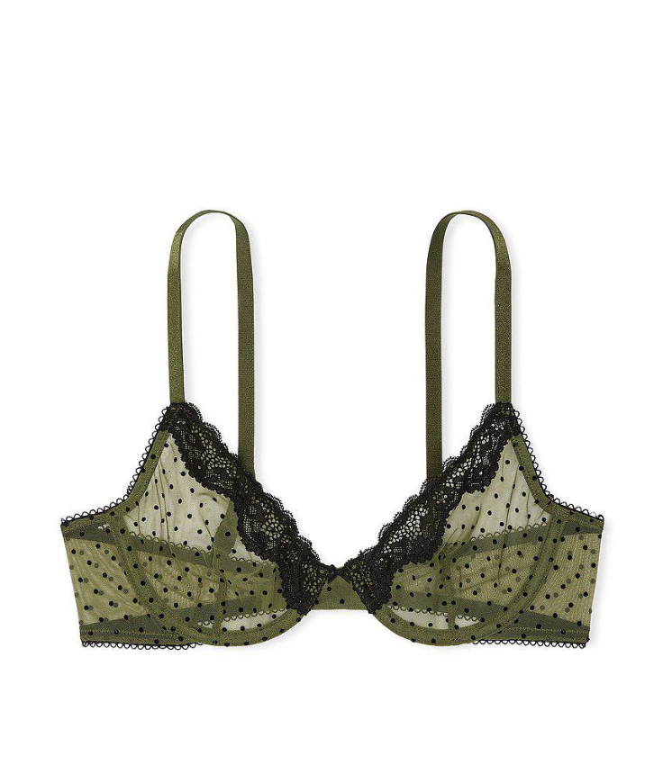 Бюстгальтер зелений в горошок Victoria's Secret Tease Unlined Demi Bra Size 34D