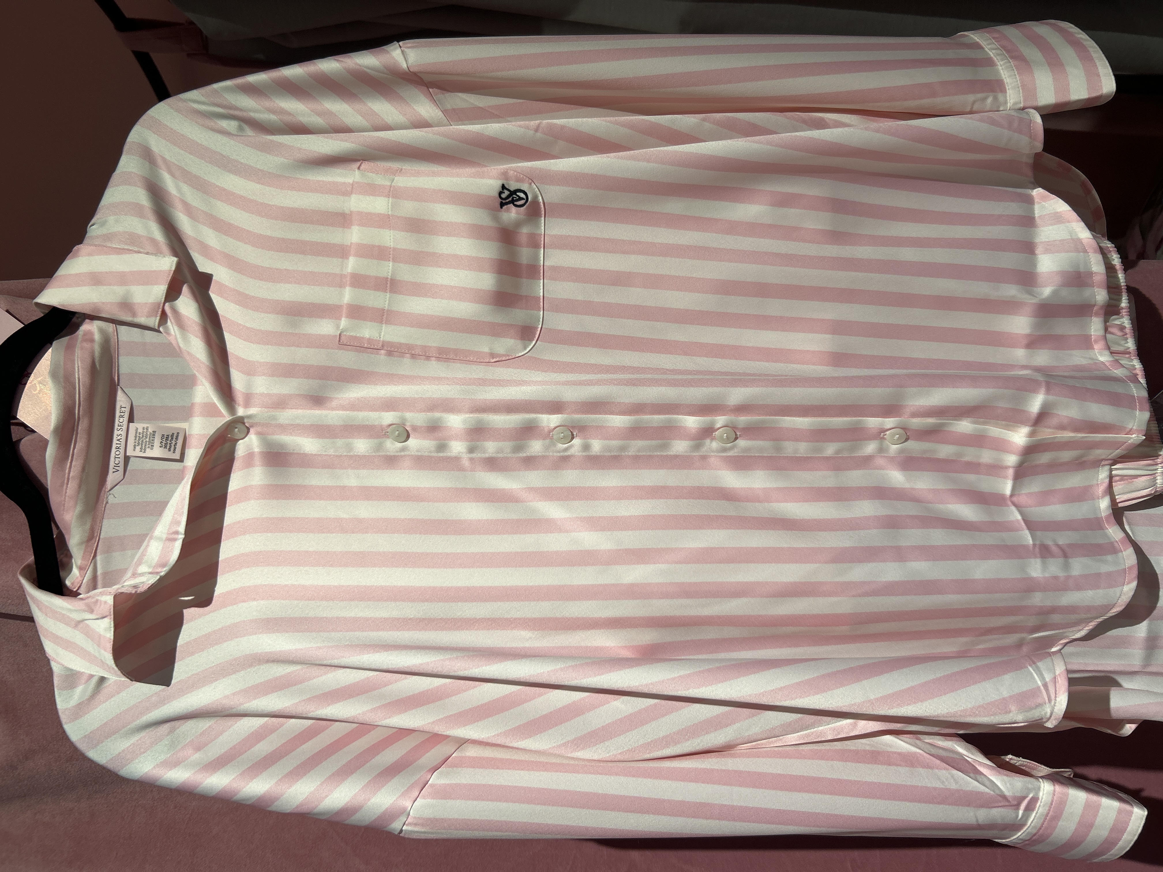 Сатинова піжама в полоску Oversized Long Pajama Set Pretty Blossom Stripe Size S