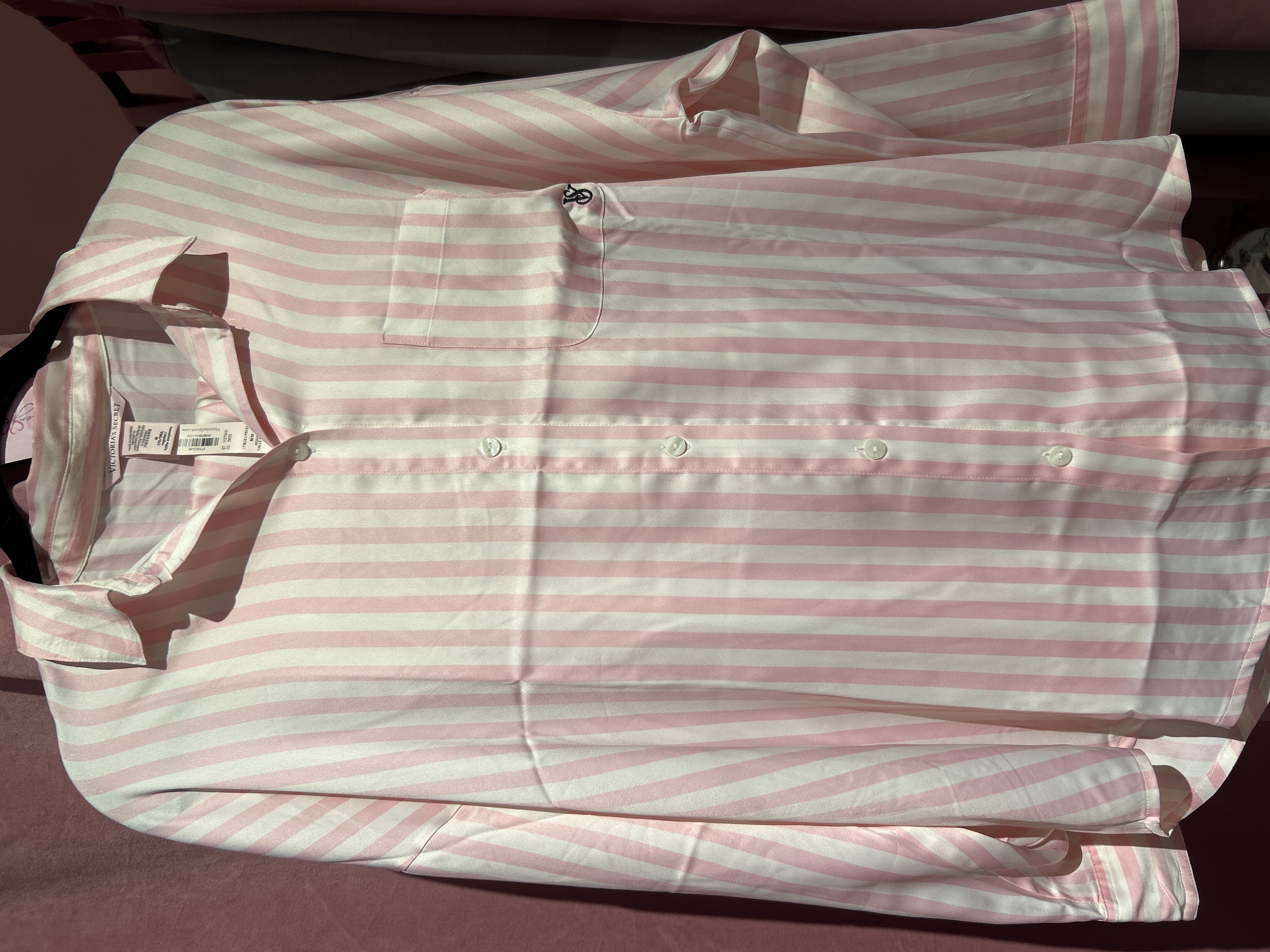 Сатинова піжама в полоску Oversized Long Pajama Set Pretty Blossom Stripe Size M