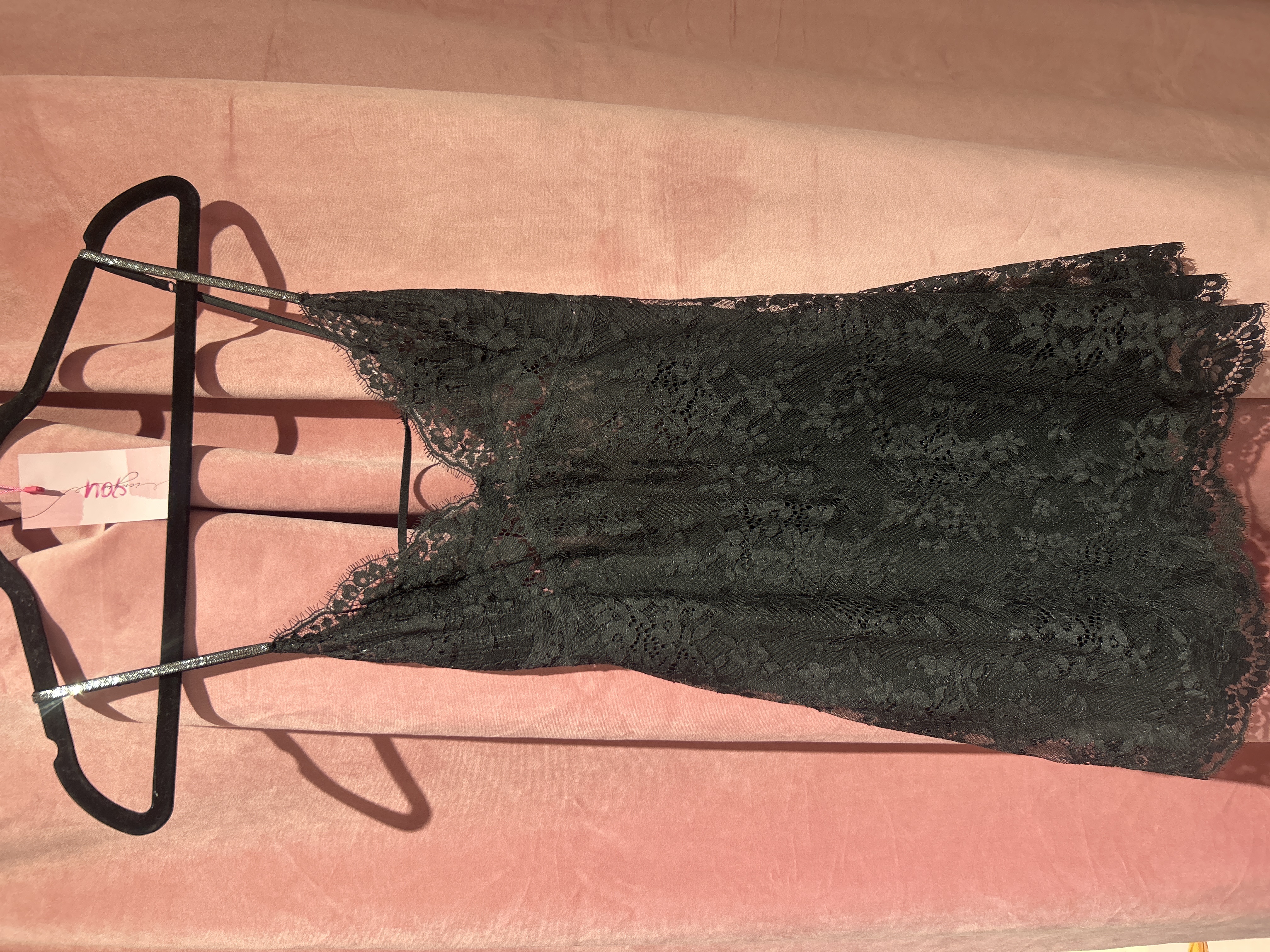 Пеньюар чорний Twinkle Strap Lace Mini Slip Dress Black Size S