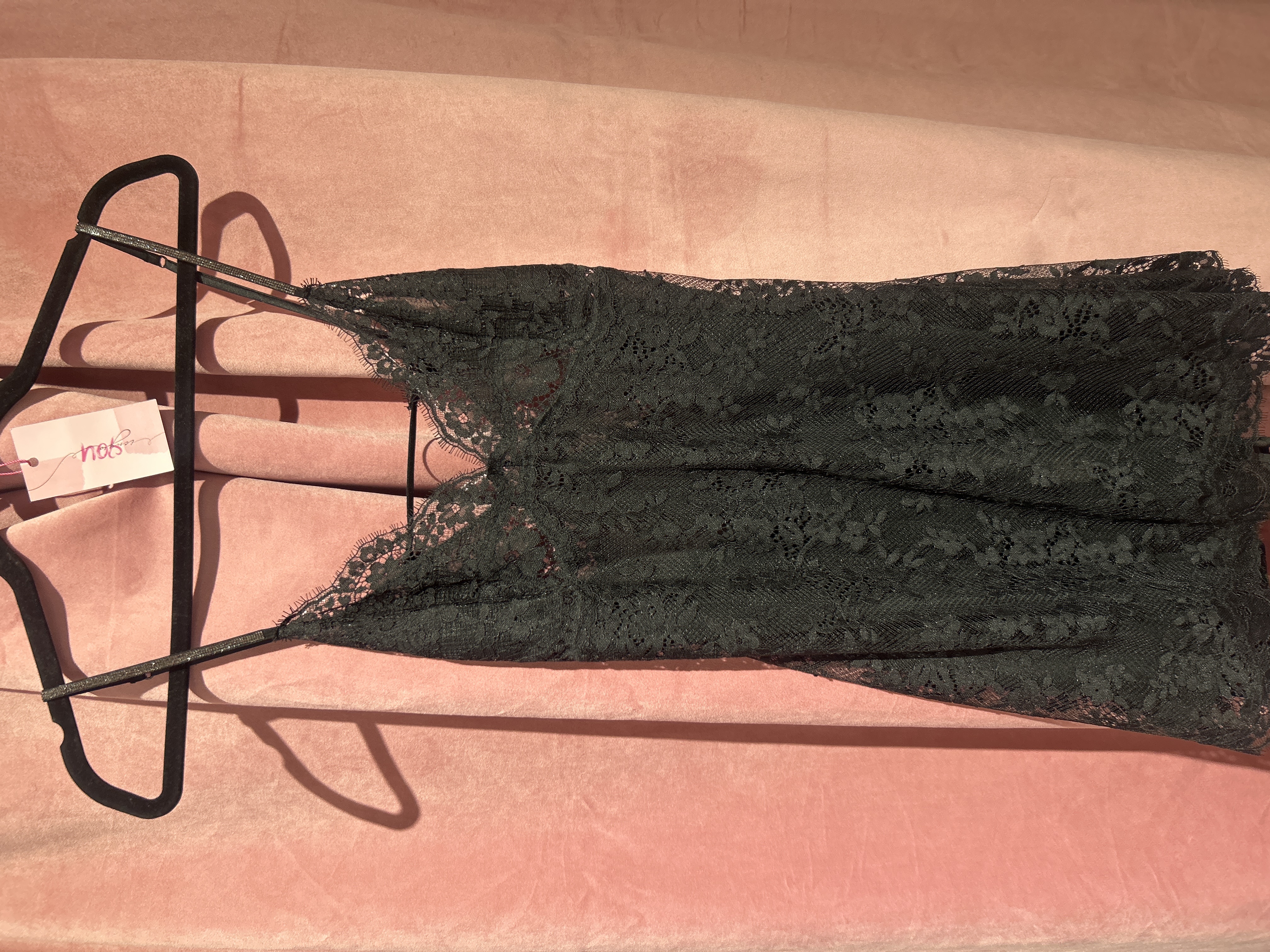 Пеньюар чорний Twinkle Strap Lace Mini Slip Dress Black Size M