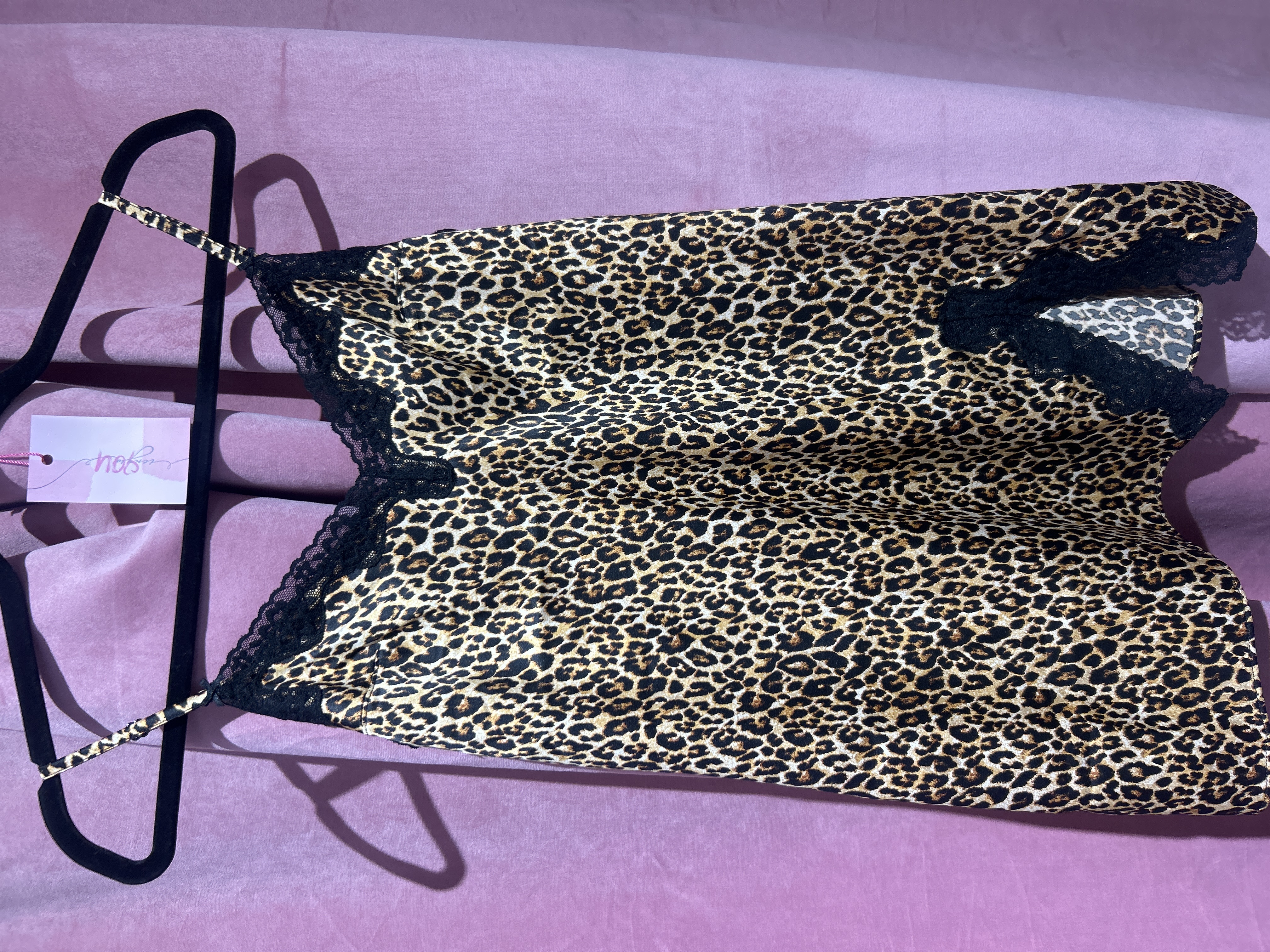 Пеньюар леопардовий Tease Satin Lace-Trim Mini Slip Dress Leopard Size S