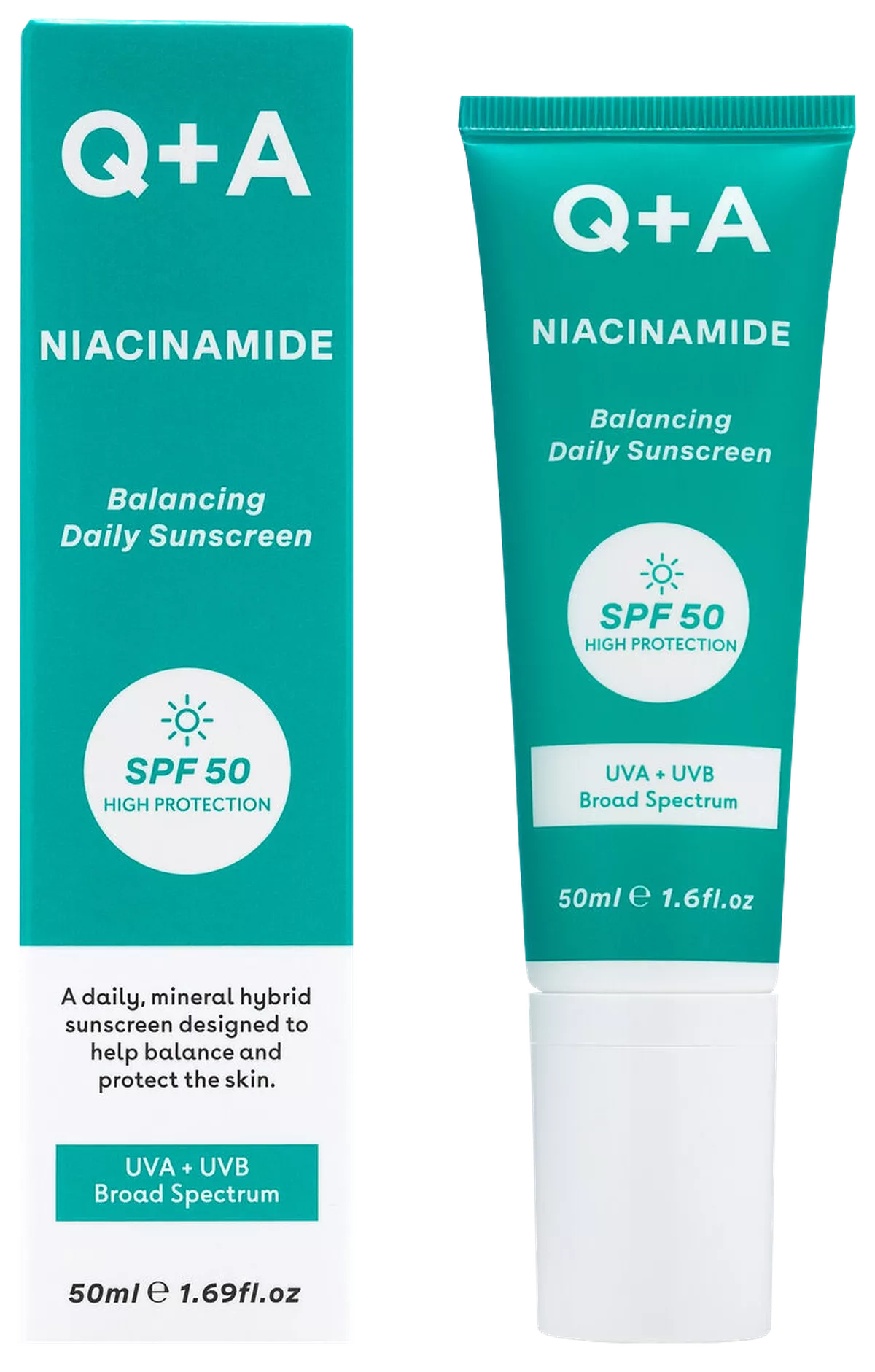 Балансуючий сонцезахисний крем для обличчя Q+A Niacinamide Balancing Daily Sunscreen SPF 50