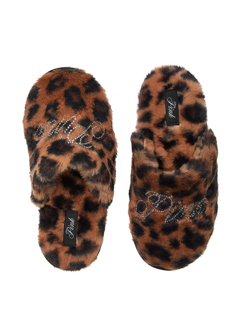 Тапочки леопардові Faux-Fur Closed-Toe Slippers L
