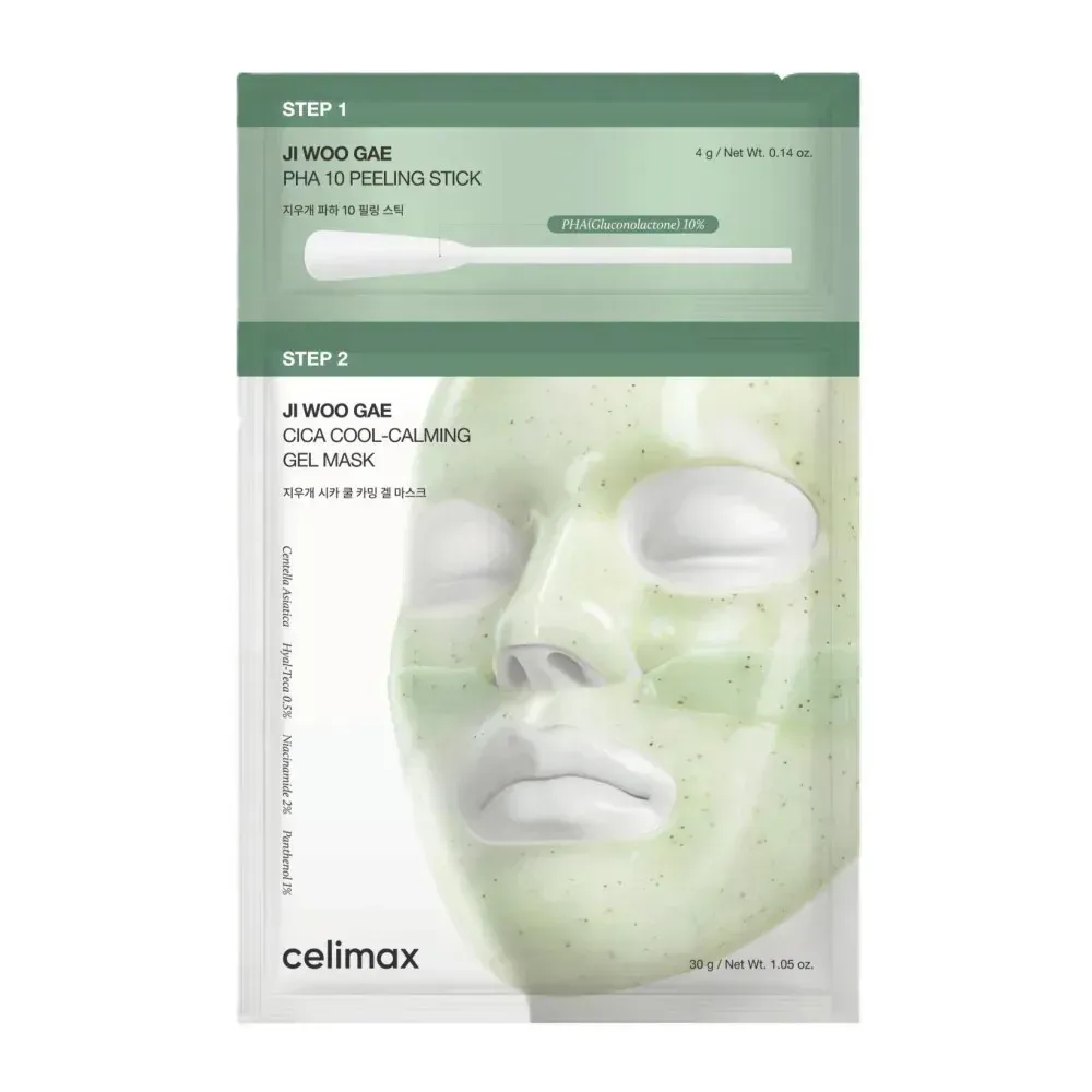 Двоетапна відлущуюча гелева маска з центеллою та PHA кислотою celimax Ji Woo Gae Cica PHA Peel 2-Step Gel Mask 34 г