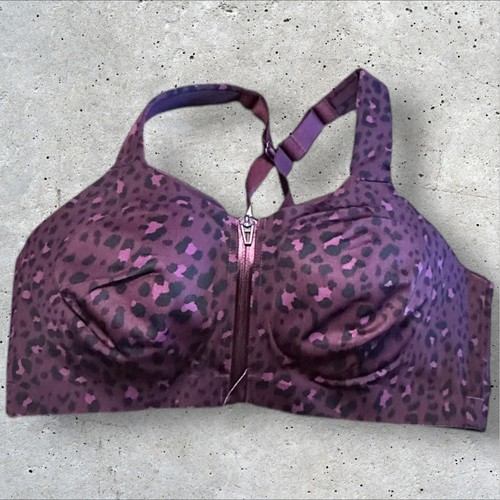 Топ на застібці Victoria's Secret Knockout Front-Close Sweat On Point Sports Bra Leopard бордовий леопард 36С
