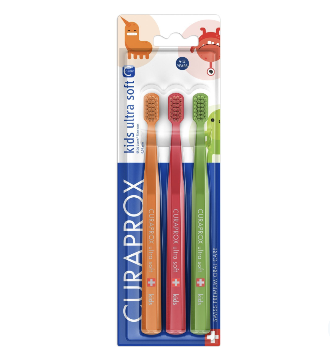 Набір дитячих зубних щіток Curaprox Kids Ultra Soft 5500, 3 шт