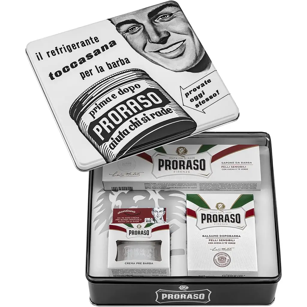 Proraso подарунковий набір в металевій коробці Делікатне гоління для жорсткої щетини