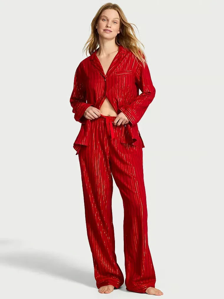 Піжама фланелева червона Victoria’s Secret - Flannel Long PJ Set Size S
