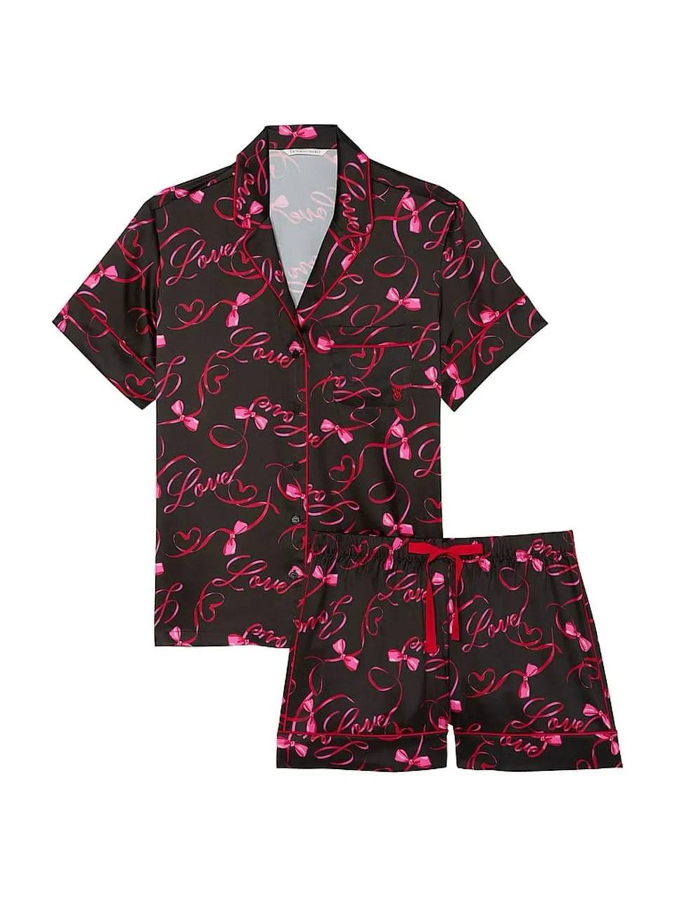 Піжама шорти Victoria's Secret satin Short red love розмір XS