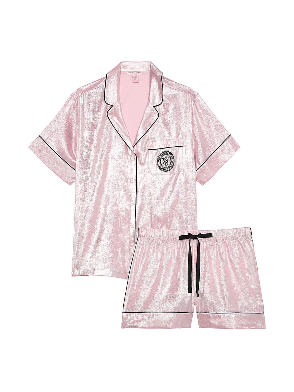 Сатинова піжама Victoria's Secret Satin Short Pajama Set рожева перламутрова розмір S