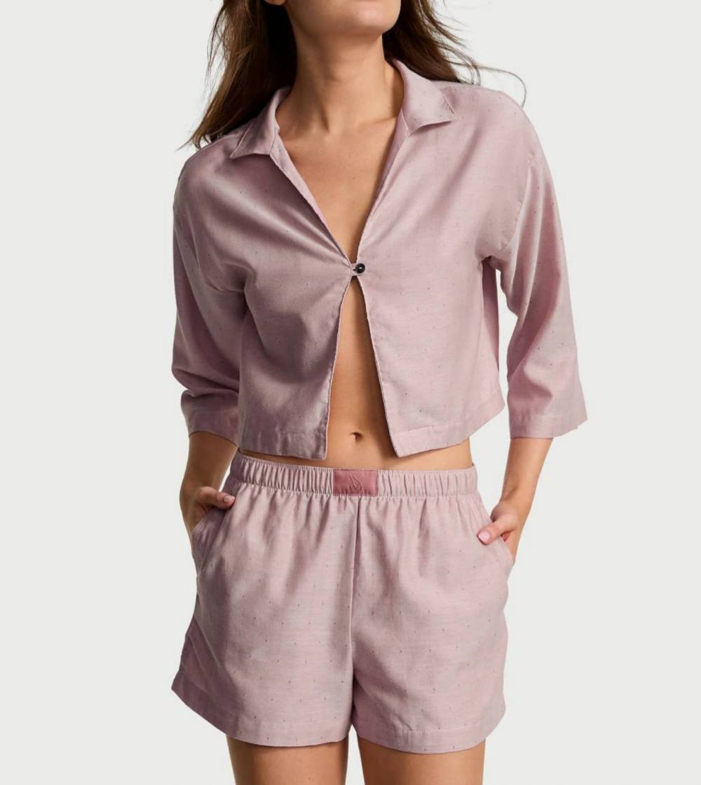 ПІЖАМА шорти рожева MODAL-COTTON SHORT PAJAMA SET ROSE розмір M