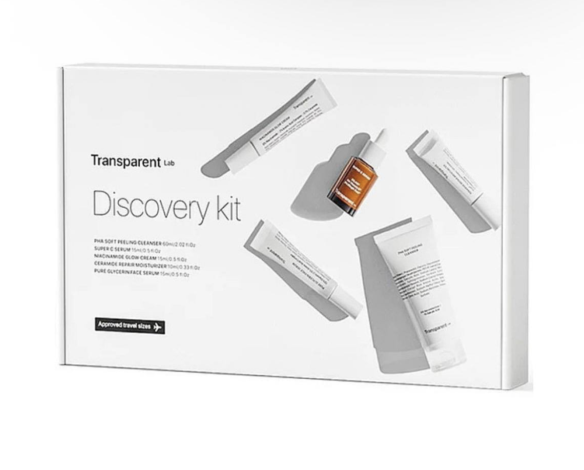 Набір мініатюр Transparent Lab Discovery Kit (очищуючий гель PHA, сироватка з вітаміном С, ніацинамідний крем та дві сироватки для зволоження/відновлення)