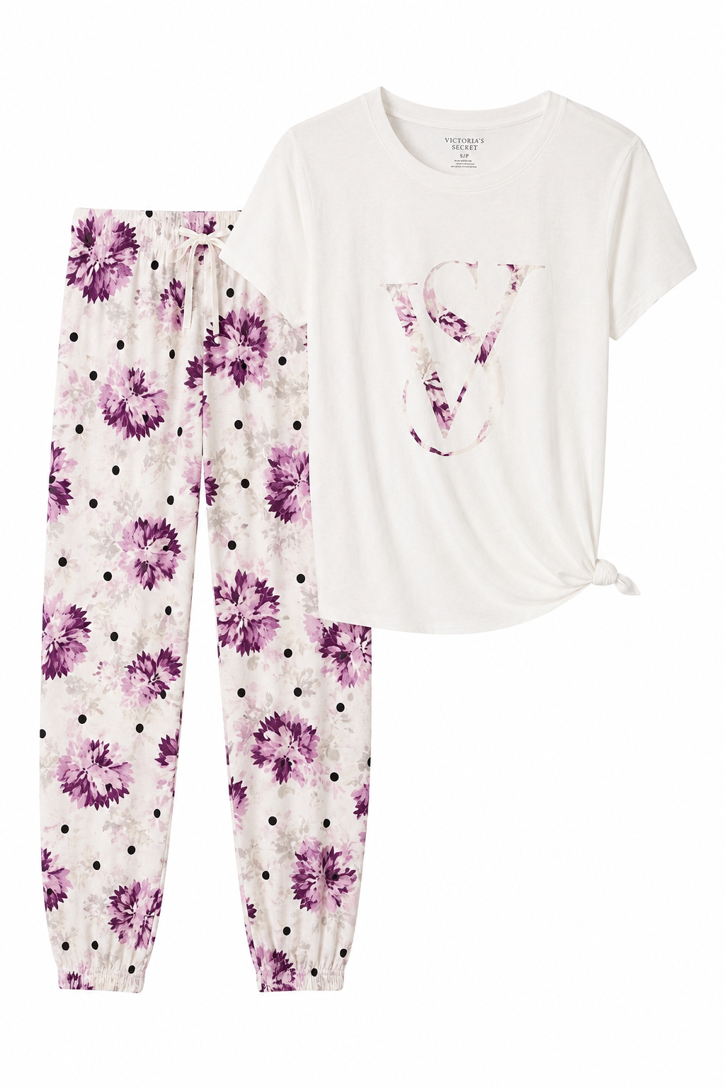 Піжама Victoria's Secret Cotton Short Tee-Jama Set біло-рожеві квіточки S